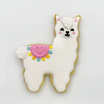 Custom decorated llama sugar cookie by Southern Home Bakery in Orlando, Florida.
