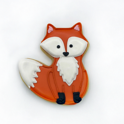 Custom decorated fox sugar cookie by Southern Home Bakery in Orlando, Florida.