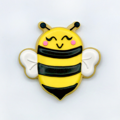 Custom decorated bee sugar cookie by Southern Home Bakery in Orlando, Florida.