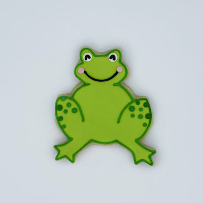 Custom decorated frog sugar cookie by Southern Home Bakery in Orlando, Florida.