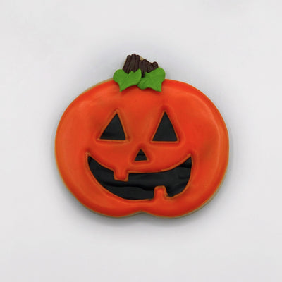 Custom decorated jack o lantern sugar cookie by Southern Home Bakery in Orlando, Florida