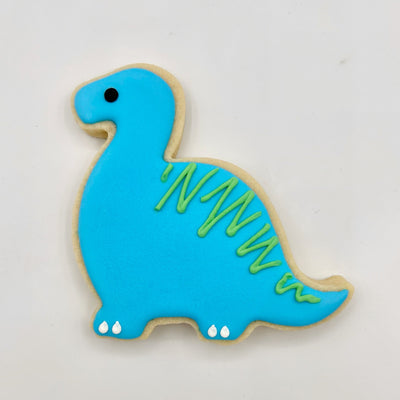 Custom Brontosaurus dinosaur decorated sugar cookie from Southern Home Bakery in Orlando, Florida