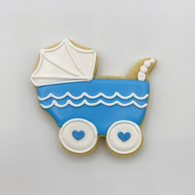 Custom Blue Baby Carriage Decorated Sugar Cookie from Southern Home Bakery