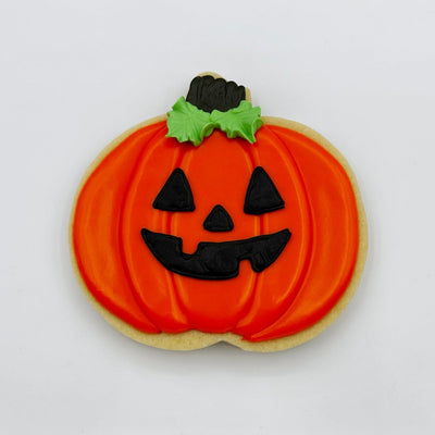 Custom decorated jack o lantern sugar cookie by Southern Home Bakery in Orlando, Florida