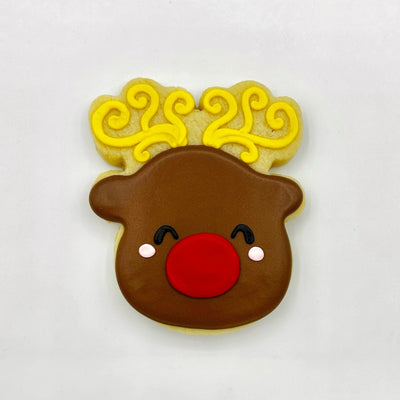 custom decorated reindeer face decorated sugar cookie from southern home bakery in orlando, florida