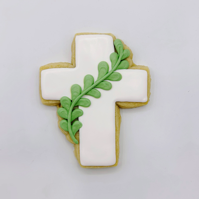 custom cross decorated sugar cookie from southern home bakery in orlando, florida