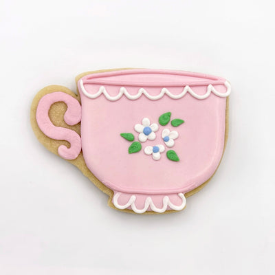 Custom decorated Teacup sugar cookie by Southern Home Bakery in Orlando, Florida.