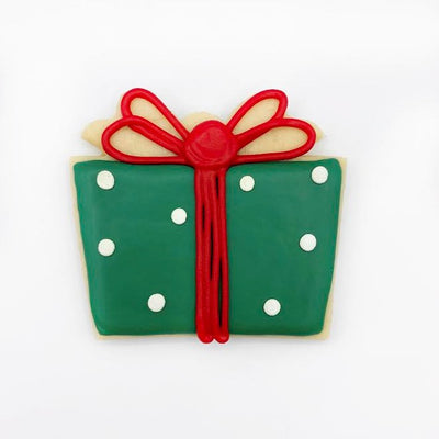 Custom Christmas Present decorated sugar cookie from Southern Home Bakery in Orlando, Florida