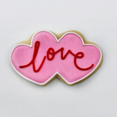 Custom decorated double heart sugar cookie by Southern Home Bakery in Orlando, Florida