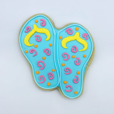 Custom decorated flip flops sugar cookie by Southern Home Bakery in Orlando, Florida