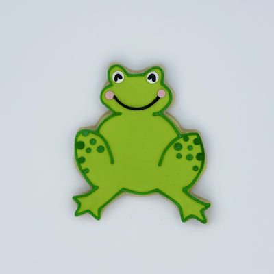 Custom decorated frog sugar cookie by Southern Home Bakery in Orlando, Florida.