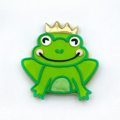 Custom decorated frog prince sugar cookie by Southern Home Bakery in Orlando, Florida.