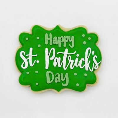 Custom Happy St. Patrick's Day decorated sugar cookie from Southern Home Bakery in Orlando, Florida