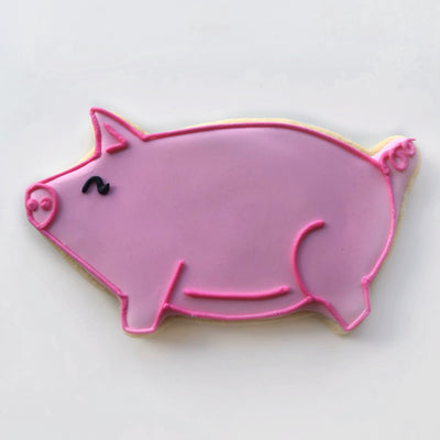 Custom decorated pig sugar cookie by Southern Home Bakery in Orlando, Florida.
