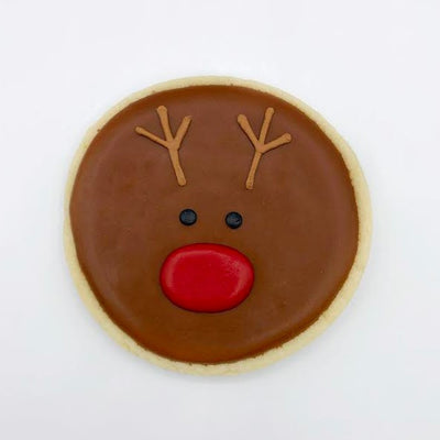 Custom decorated Reindeer Face sugar cookie from Southern Home Bakery in Orlando, Florida